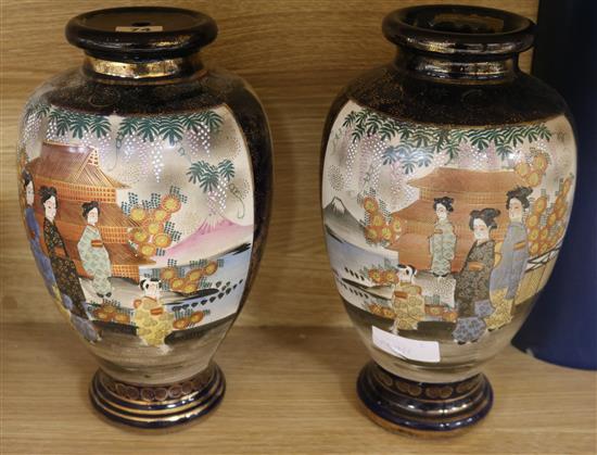 A pair of late Satsuma vases 33cm